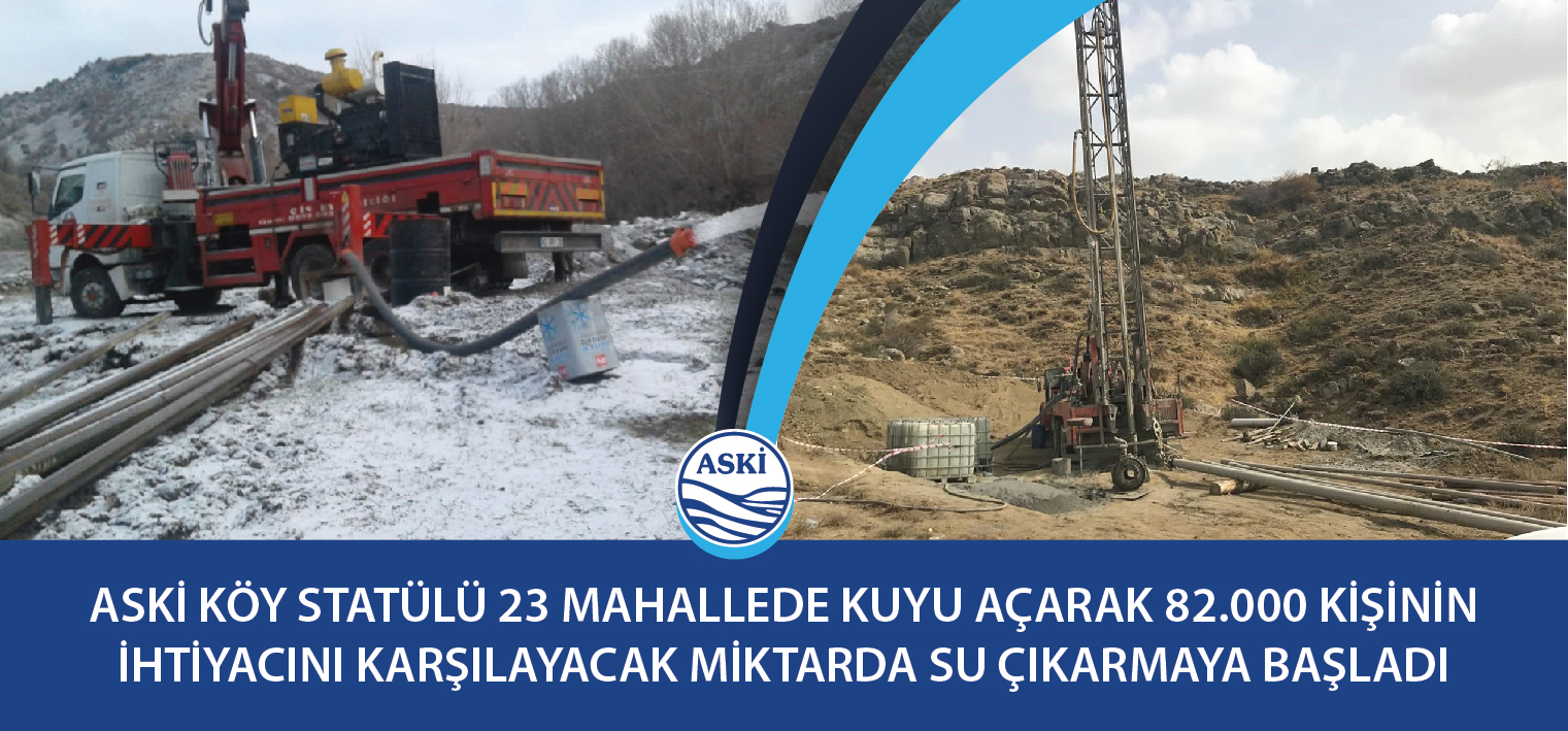 ASKİ Köy Statülü 23 Mahallede Kuyu Açarak 82.000 Kişinin İhtiyacını Karşılayacak Miktarda Su Çıkarmaya Başladı